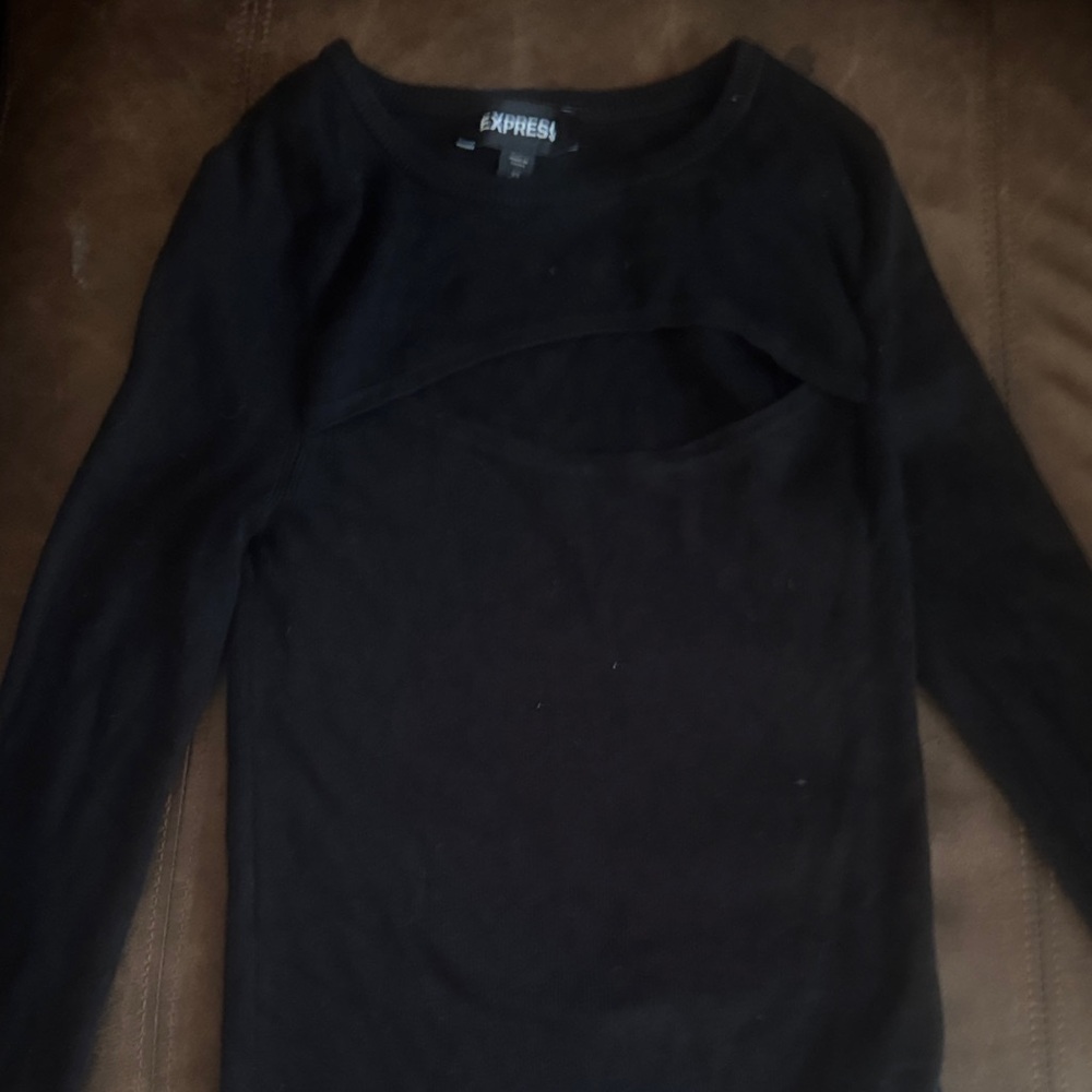 Express Elegant Black Cutout Top
